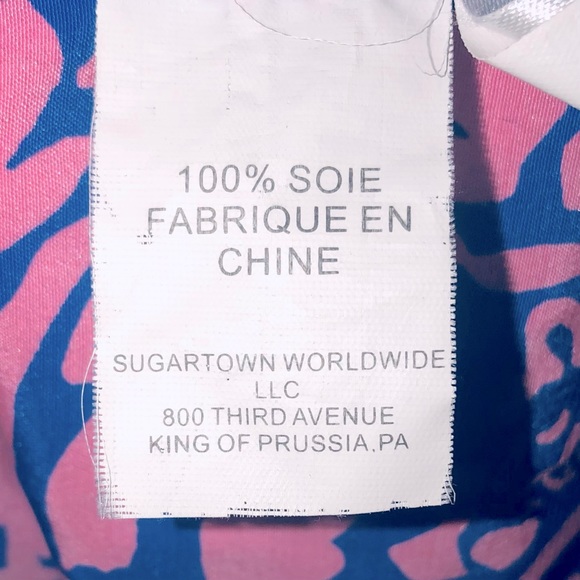 Lilly Pulitzer Silk Tank Spaghetti Strap Swing Racer Back Shell Pink Blue XS - Picture 6 of 16